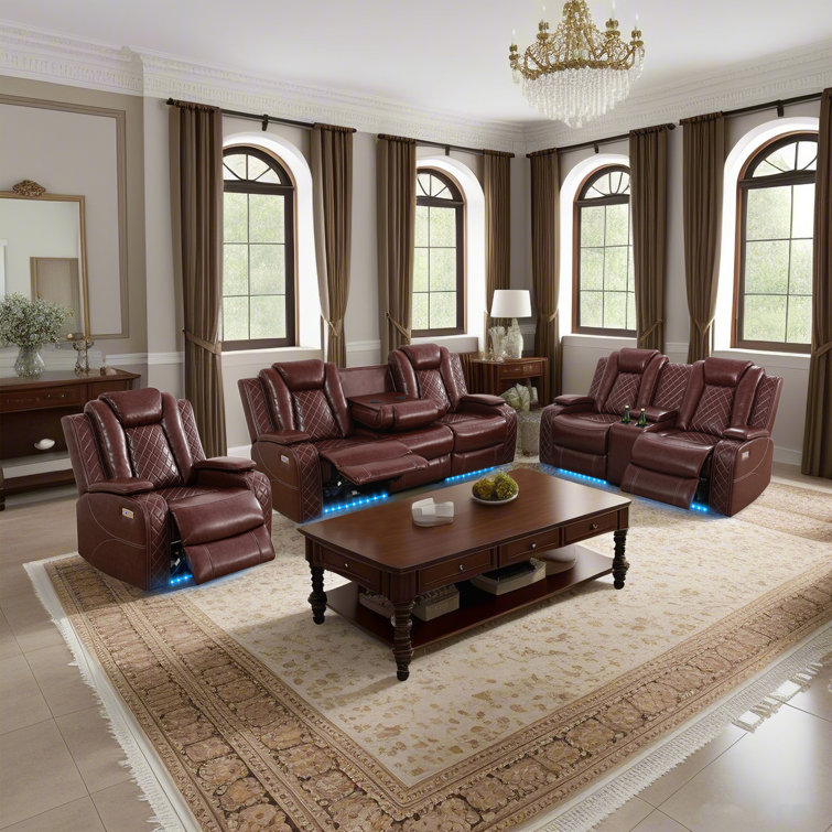 StarHomeLivingCorp 3 Piece Faux Leather Living Room Set Wayfair